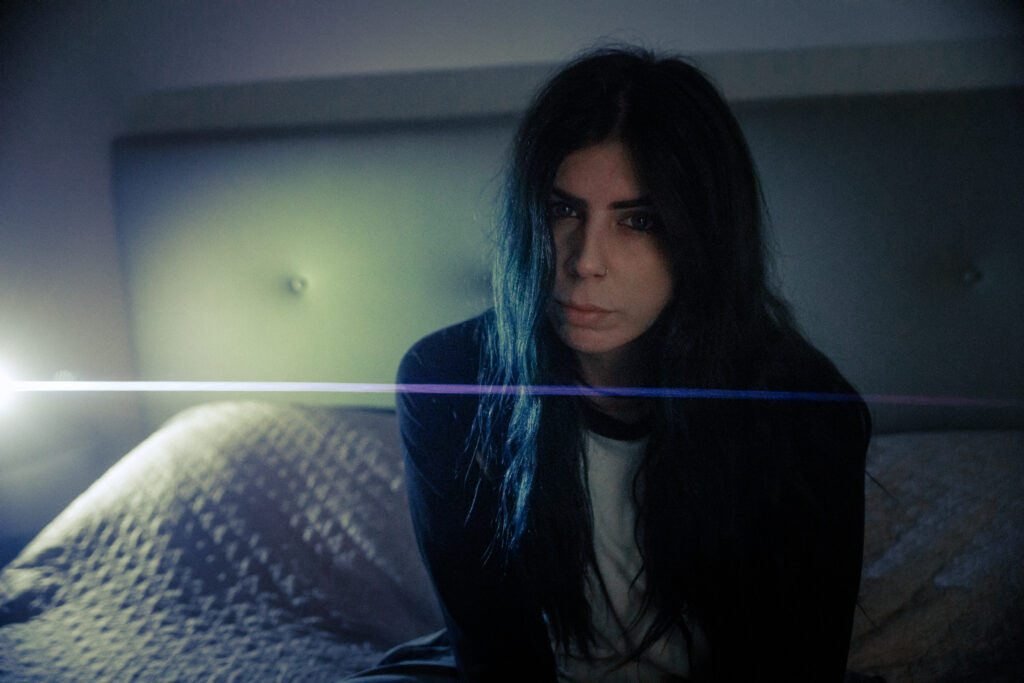 portrait of a girl. blue streak filter