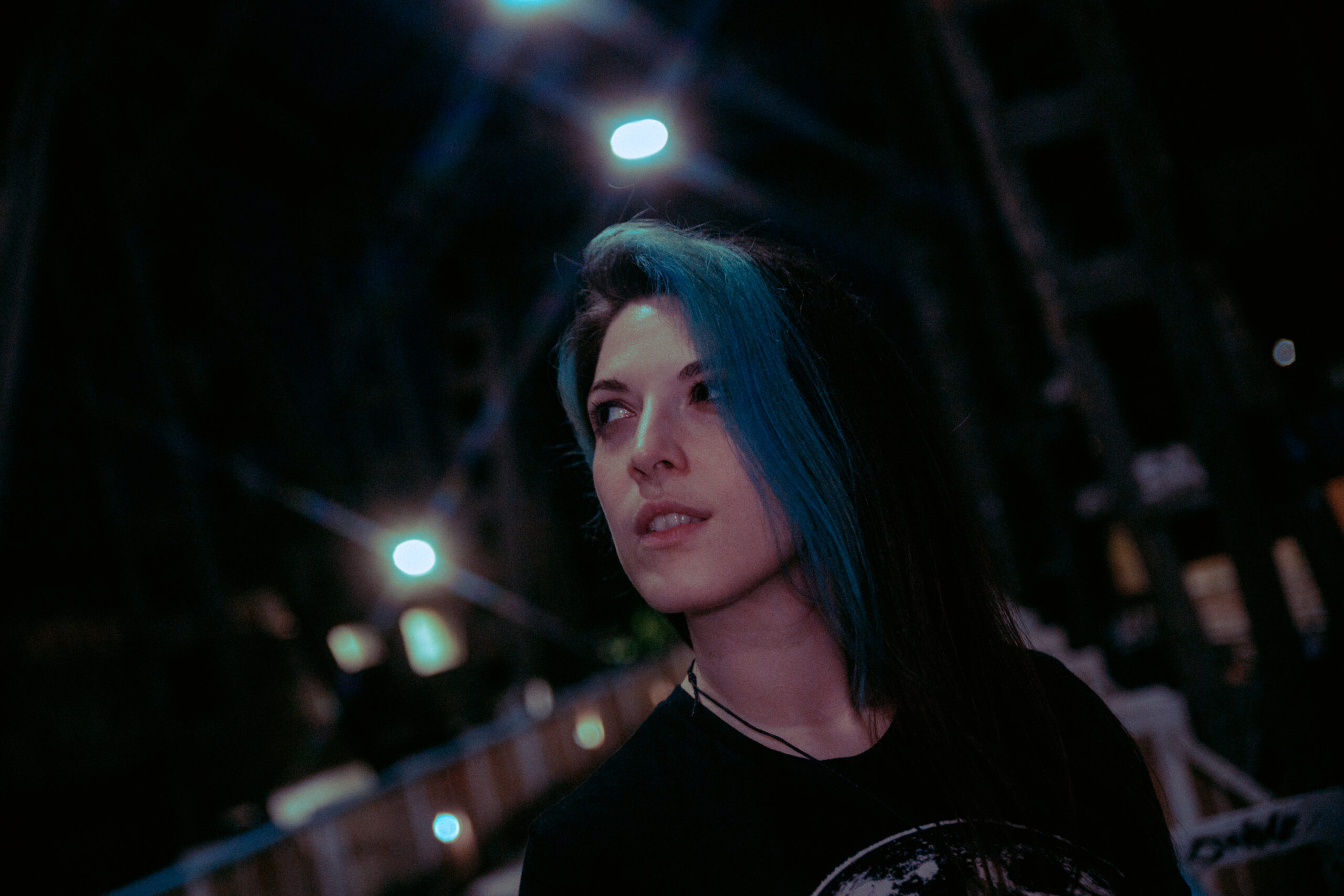 Picture of a girl, shot with a 4 point star filter and a pro-mist filter