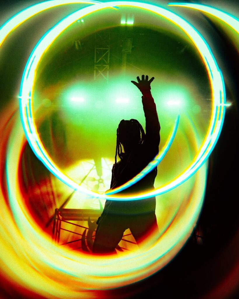 Picture of a Slipknot concert shot with a Halo filter